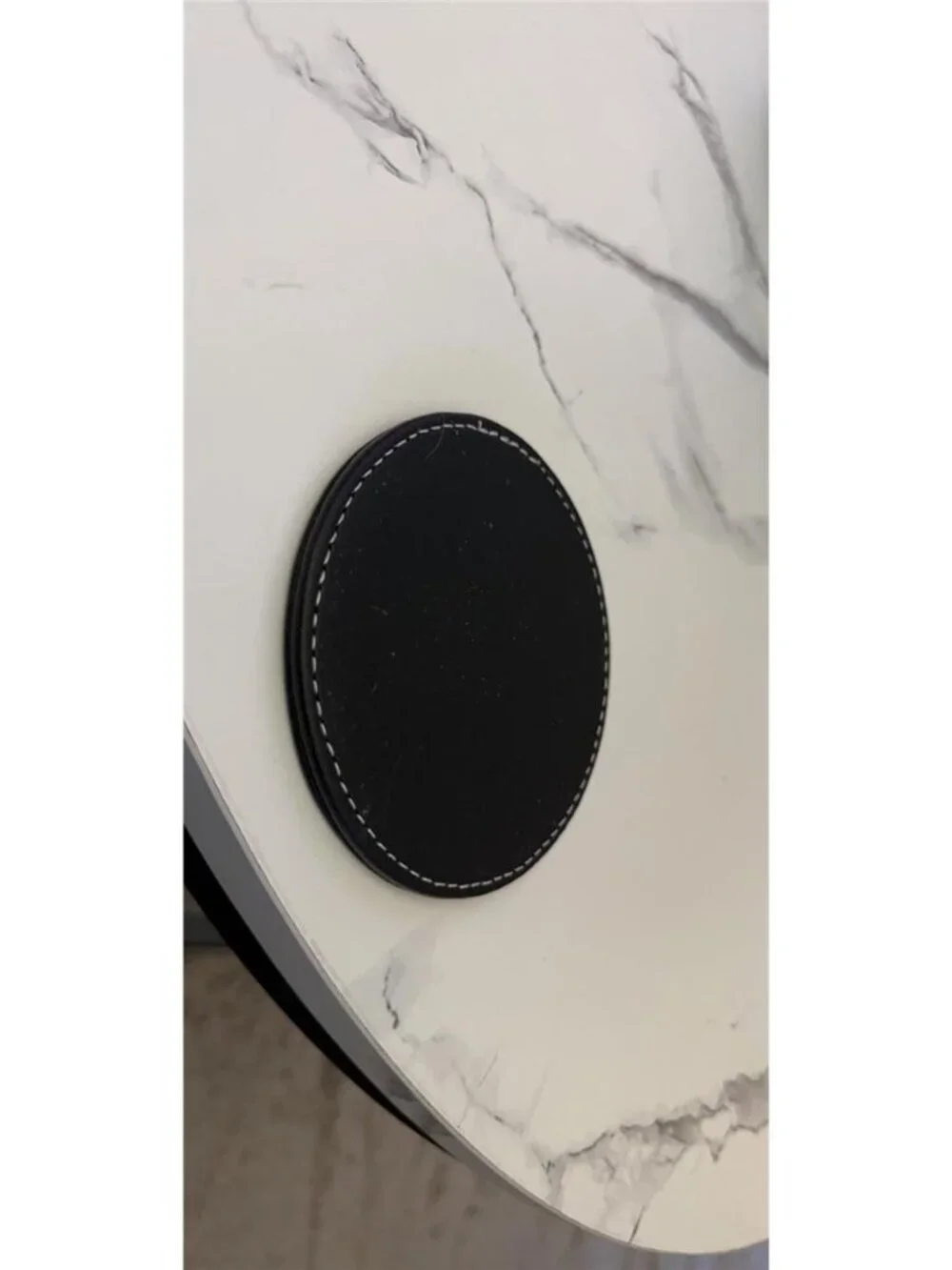 Set of 6 Round Leather Coasters for Drinks with Holder, 4